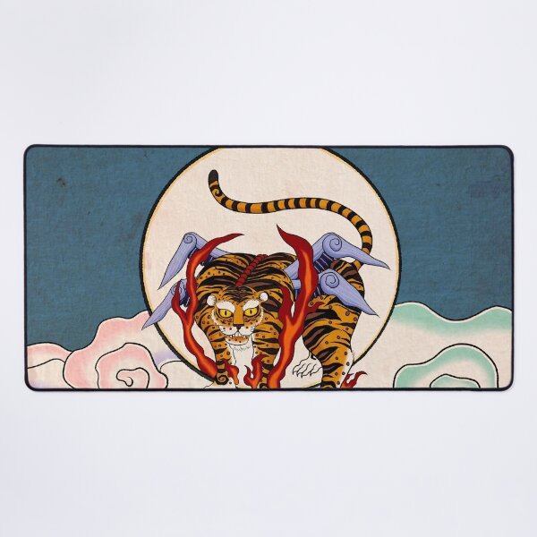 Artikelvorschau, Lunar Guardian: Der goldene fliegende Tiger und der silberne Mond entworfen und verkauft von QamarART Paintings.