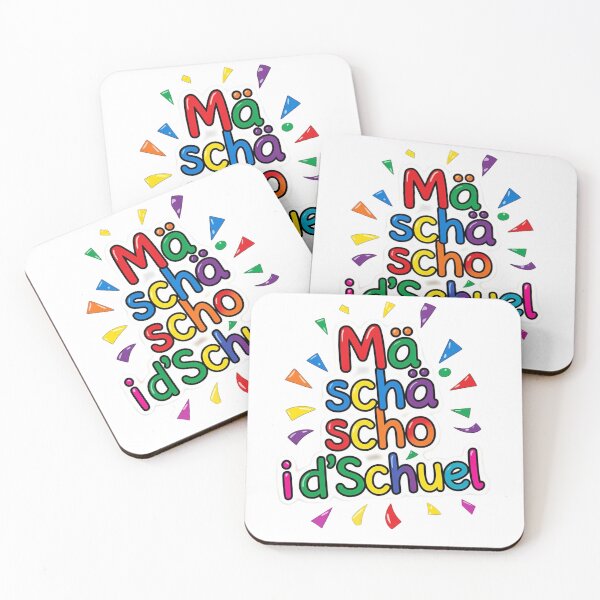 Item preview, Mä schä scho i d’Schuel – Cute Back to School Typography, Colorful Kids School Design, Funny Swiss German School Shirt Sticker designed and sold by Sushikidsntod.