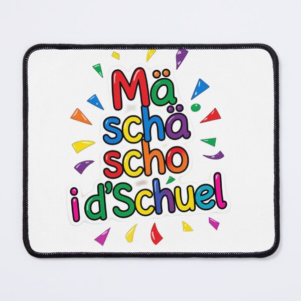 Item preview, Mä schä scho i d’Schuel – Cute Back to School Typography, Colorful Kids School Design, Funny Swiss German School Shirt Sticker designed and sold by Sushikidsntod.