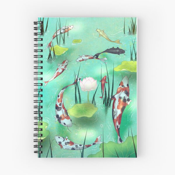 Item preview, Azure Abundance: Nine Koi Fish in Mint Turquoise Waters designed and sold by QamarART Paintings.