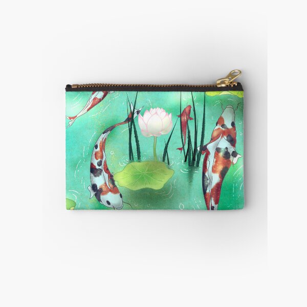 Item preview, Azure Abundance: Nine Koi Fish in Mint Turquoise Waters designed and sold by QamarART Paintings.