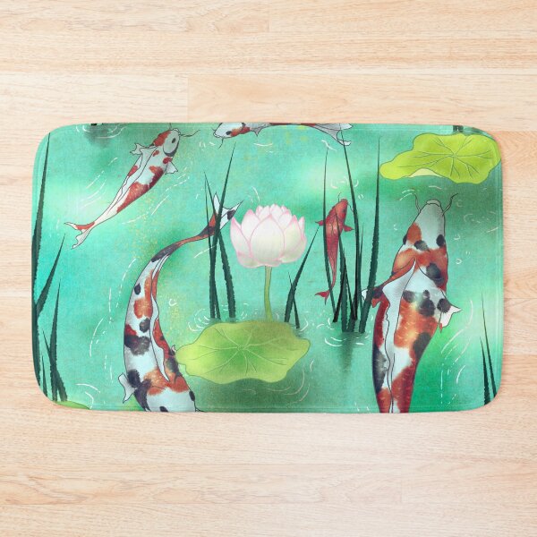 Item preview, Azure Abundance: Nine Koi Fish in Mint Turquoise Waters designed and sold by QamarART Paintings.
