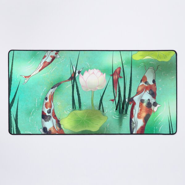 Item preview, Azure Abundance: Nine Koi Fish in Mint Turquoise Waters designed and sold by QamarART Paintings.
