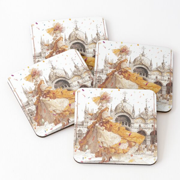 Item preview, Venetian Carnival Mask - Historical Costume Watercolor Art designed and sold by Banal25.