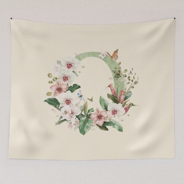 Item preview, Elegant Botanical Letter O Monogram – Floral Orchid & Butterfly Illustration | Nature-Inspired Aesthetic Decor designed and sold by AmenAlways.