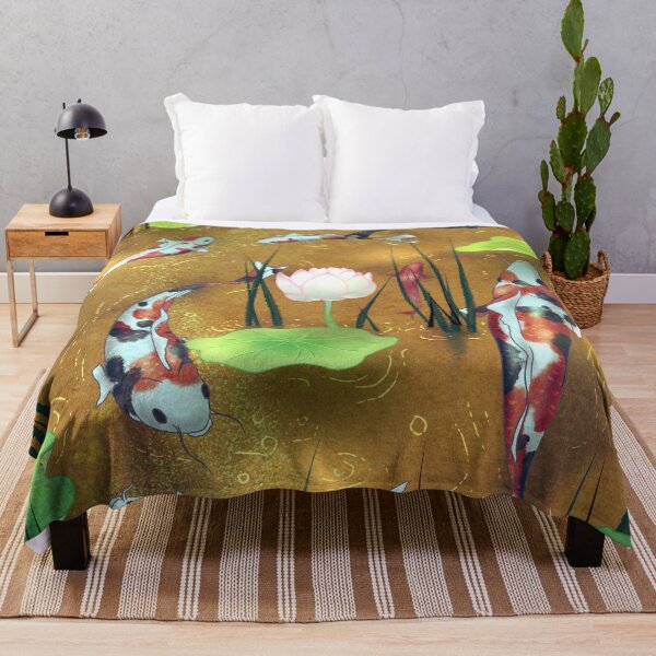 Item preview, Golden River of Fortune: Nine Koi Fish in Radiant Ochre Waters designed and sold by QamarART Paintings.