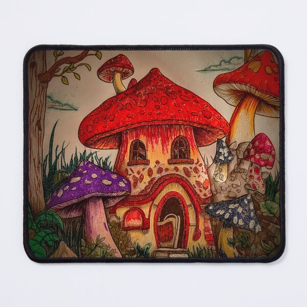 Item preview, Whimical red toadstool home in magical woods designed and sold by Wild Rose Colors.