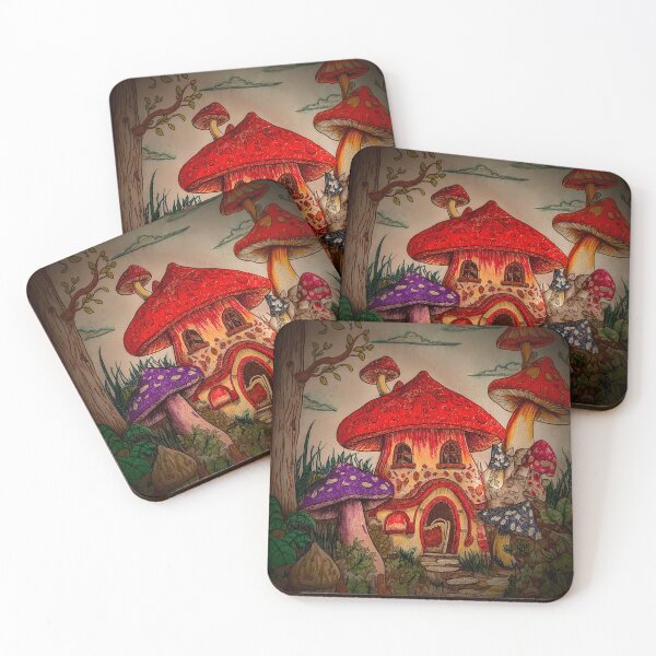Item preview, Whimical red toadstool home in magical woods  designed and sold by Wild Rose Colors.