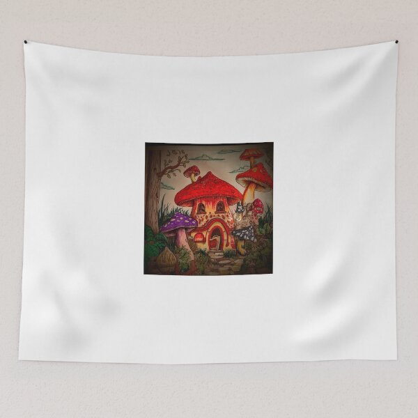 Item preview, Whimical red toadstool home in magical woods designed and sold by Wild Rose Colors.