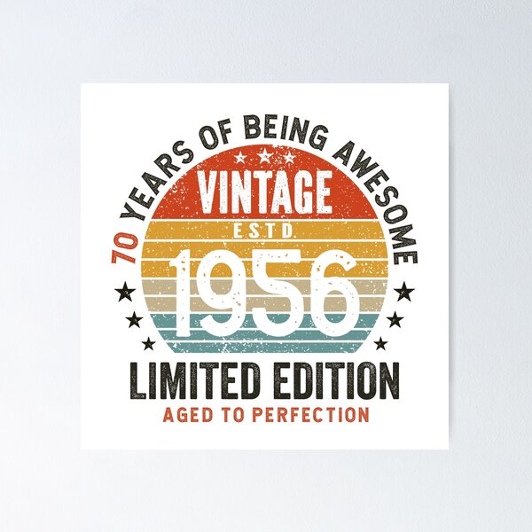Item preview, 70th Birthday Vintage 1956 Sunset Awesome 70 Years designed and sold by eclecTEEq.