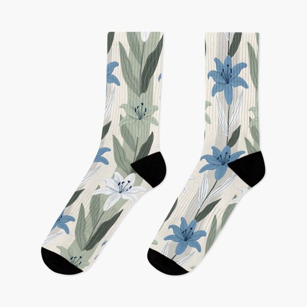 Item preview, Seamless Lily Stripes Pattern Watercolor Botanical Stripes designed and sold by FRH Design ⭐⭐⭐⭐⭐.