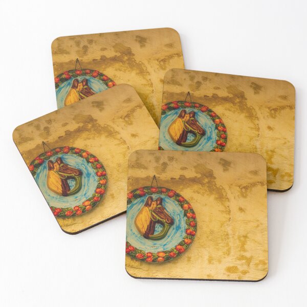 Item preview, Decorative Ceramic Plate With Painted Horse Design Hanging on Rustic Wall designed and sold by Nmallia.