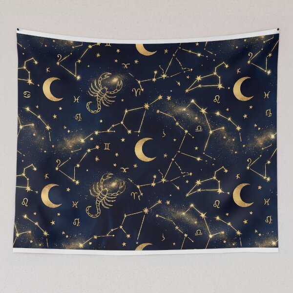 Artikelvorschau, Celestial Gold - Sternzeichen & Kosmos Muster entworfen und verkauft von Neon Nature Studio.