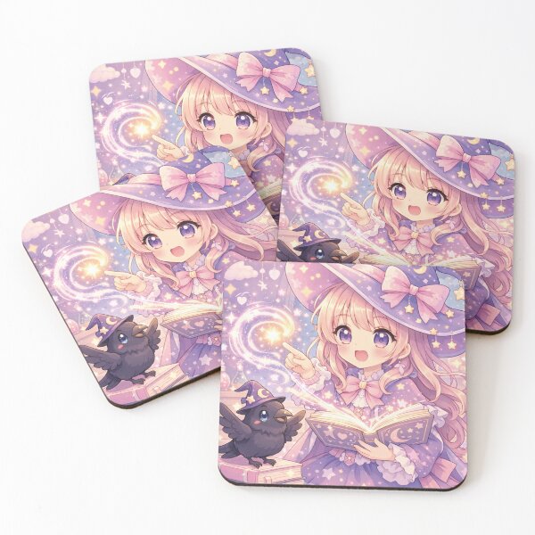 Item preview, Little witch with spellbook and magic raven designed and sold by Mauswohn.