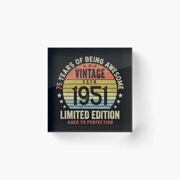 Item preview, 75th Birthday Vintage 1951 Retro Sunset Awesome 75 Years designed and sold by eclecTEEq.