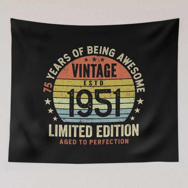 Item preview, 75th Birthday Vintage 1951 Retro Sunset Awesome 75 Years designed and sold by eclecTEEq.