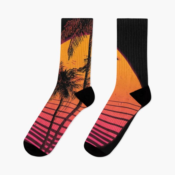 Item preview, Neon Retro 80s Synthwave Sunset Palm Trees designed and sold by ChinzorigBAY.