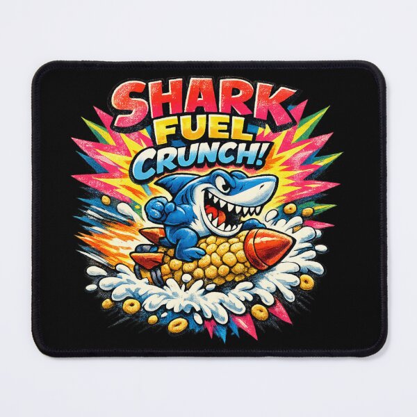 Item preview, Shark Fuel Crunch – 90s Cartoon Cereal Parody Shark Mascot Retro Graphic Tee designed and sold by JonelCrafts.