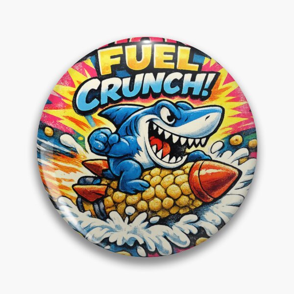 Item preview, Shark Fuel Crunch – 90s Cartoon Cereal Parody Shark Mascot Retro Graphic Tee designed and sold by JonelCrafts.