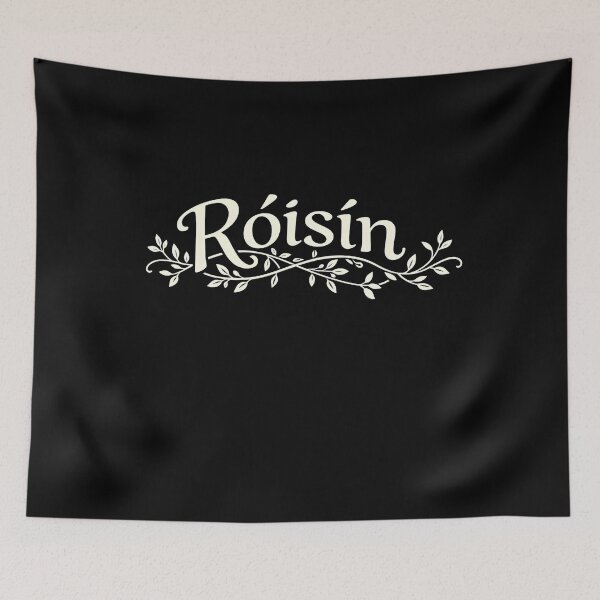 Item preview, Róisín Irish Name in Soft Gaelic Script | Floral Vine Black T-Shirt designed and sold by bazstees54.