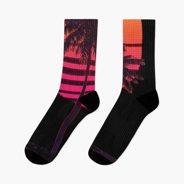 Item preview, Neon Retro 80s Synthwave Sunset Palm Trees designed and sold by ChinzorigBAY.
