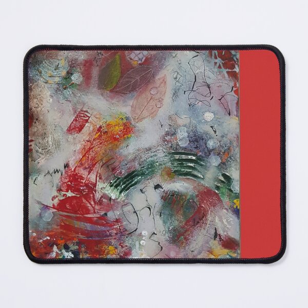 Item preview, Textured abstract of red, green and white with collage designed and sold by Royalharvest.