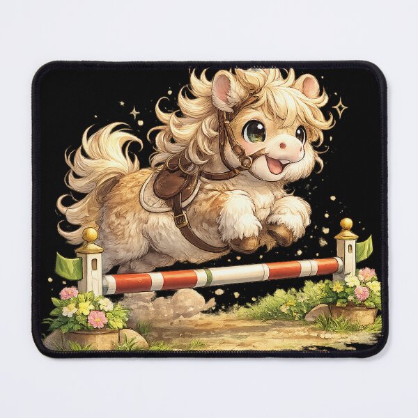 Item preview, Happy Fluffy Pony Jumping a Hurdle designed and sold by SpicyWind.