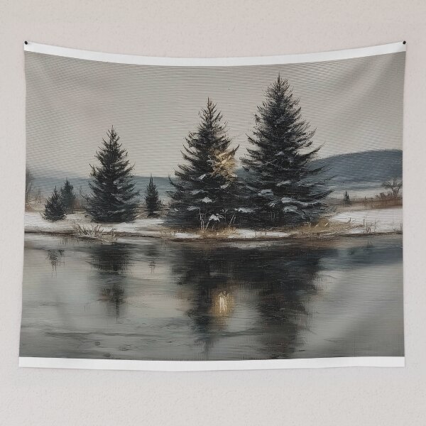 Item preview, Snowy Pine Trees by the Lake designed and sold by lautir.