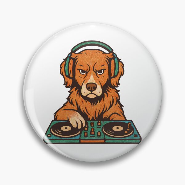 Item preview, DJ Toller Retriever in retro vinyl style designed and sold by Pineapple-Tree.