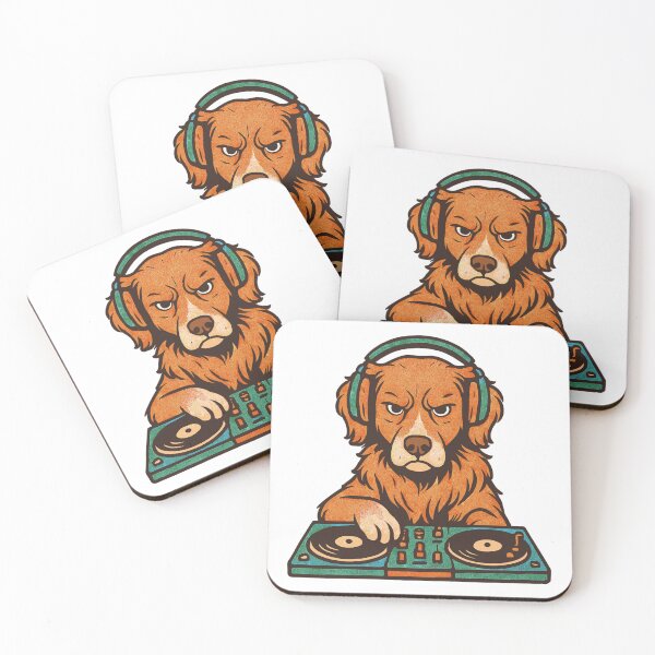 Item preview, DJ Toller Retriever in retro vinyl style designed and sold by Pineapple-Tree.
