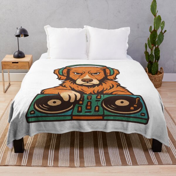 Item preview, DJ Toller Retriever in retro vinyl style designed and sold by Pineapple-Tree.
