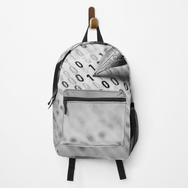 Item preview, Binary Code Writing Illustration – Black and White Coding Art with Fountain Pen designed and sold by WordPlayStudio.
