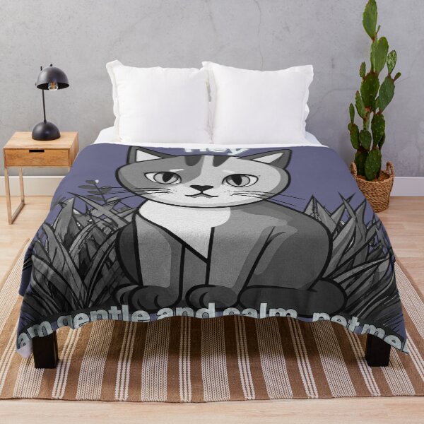 Item preview, Kind and Calm Cat, “Hey _ I am gentle and calm, pet me!” B&W designed and sold by Alan-David.