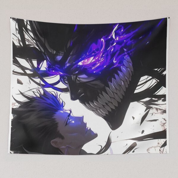 Item preview, Aizen -Shadow Demon Awakening – Dark Anime Power Clash with Neon Purple Energy designed and sold by Dyan4.