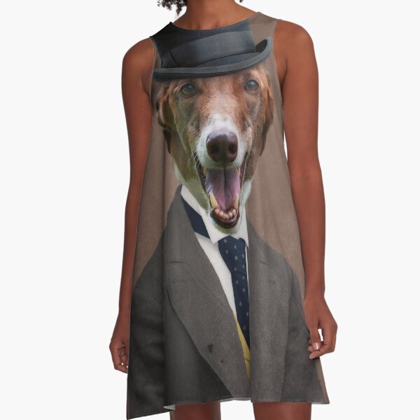 Greyhound Art - Happy Ben A-Line Dress