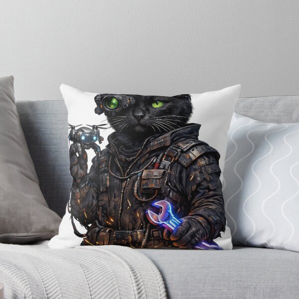 Item preview, Neon Drone Mechanic Cat designed and sold by pumsquare.