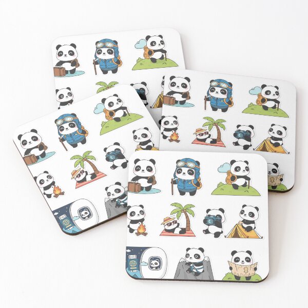 Item preview, Travel Panda Sticker Pack – Cute Adventure Panda Laptop Stickers, Camping Hiking Vacation Kawaii Panda Decals designed and sold by snaperos.