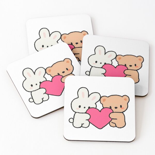 Item preview, Cute Bunny and Teddy Bear Hugging Heart Valentine’s Day Kawaii Love Design designed and sold by Aedition.