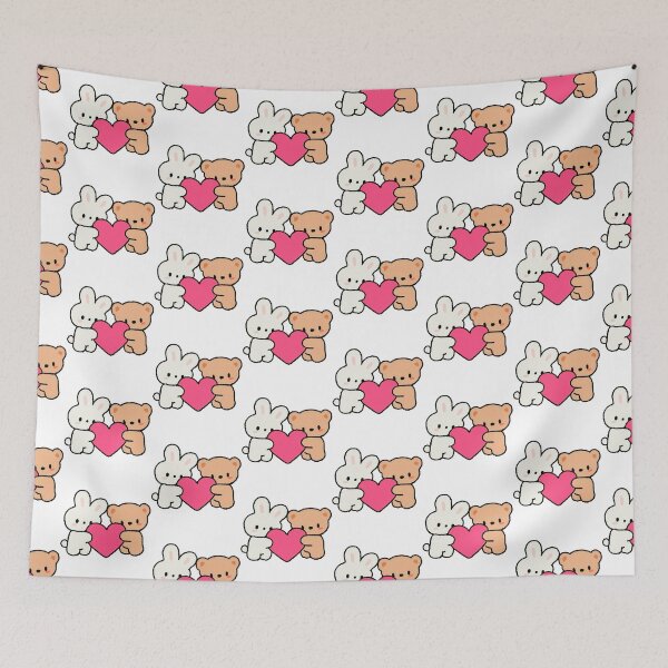 Item preview, Cute Bunny and Teddy Bear Hugging Heart Valentine’s Day Kawaii Love Design designed and sold by Aedition.