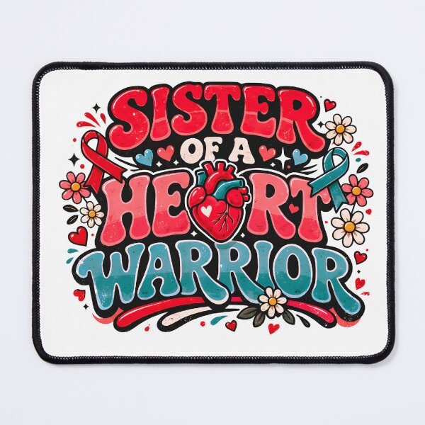 Item preview, Sister of a Heart Warrior CHD Awareness Bubble Typography designed and sold by LunaMagicStudio.