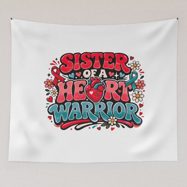 Item preview, Sister of a Heart Warrior CHD Awareness Bubble Typography designed and sold by LunaMagicStudio.