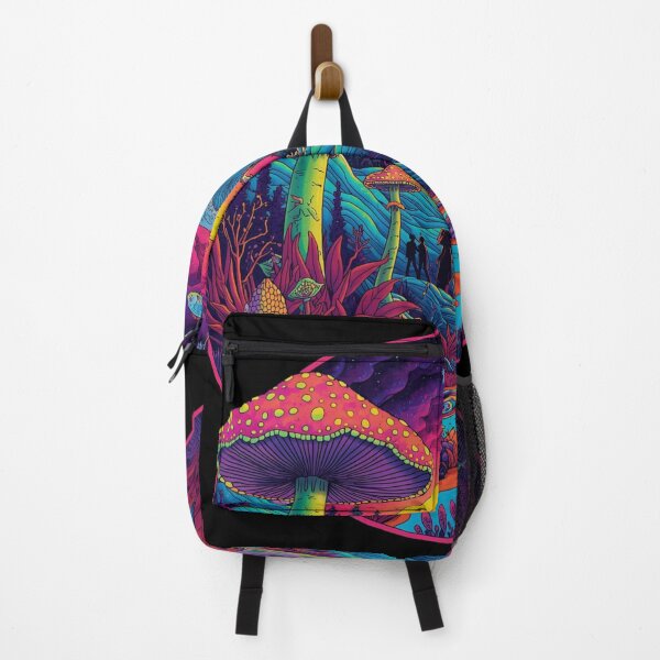 Item preview, Psychedelic Dream Landscape – Trippy Mushroom Visionary Art on Black designed and sold by PLUSHIWORLDtm.