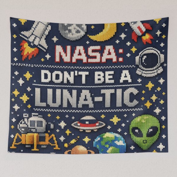 Item preview, NASA Don't be a Luna-tic space knitting pattern designed and sold by Mauswohn.