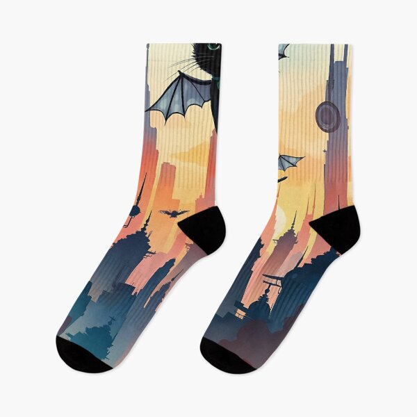 Item preview, Flying Cats Over Futuristic City designed and sold by cuprum.