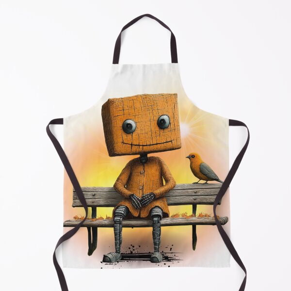 Item preview, Cute Wooden Robot with Bird at Sunset – Whimsical Fantasy Character Art designed and sold by ChenEngEng.
