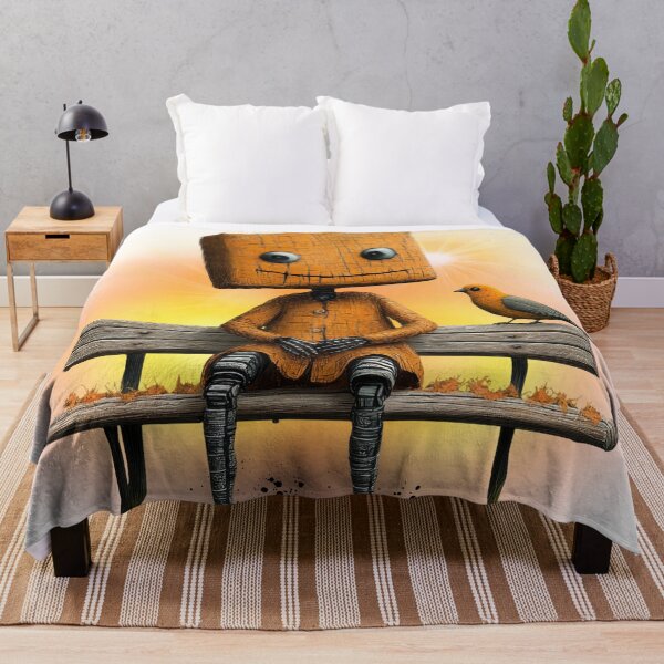 Item preview, Cute Wooden Robot with Bird at Sunset – Whimsical Fantasy Character Art designed and sold by ChenEngEng.
