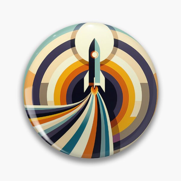 Item preview, Retro Rocket Launch Geometric Space Illustration designed and sold by InkSmithery.