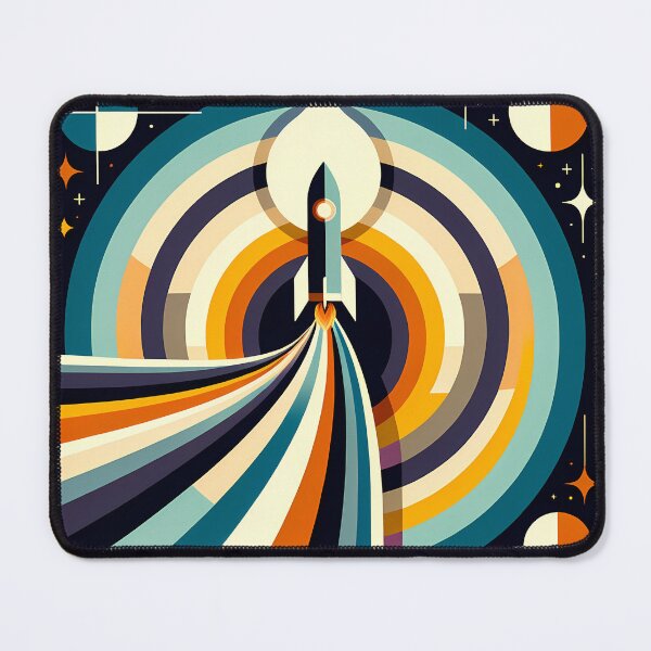 Item preview, Retro Rocket Launch Geometric Space Illustration designed and sold by InkSmithery.