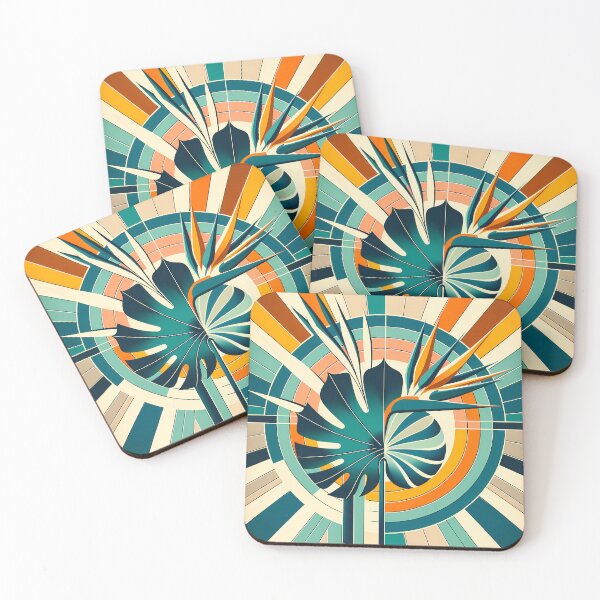 Item preview, Geometric Monstera Leaf with Bird of Paradise designed and sold by InkSmithery.