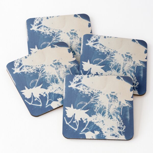 Item preview, Abstract blue flowers cyanotype designed and sold by creativegoldenleaf.